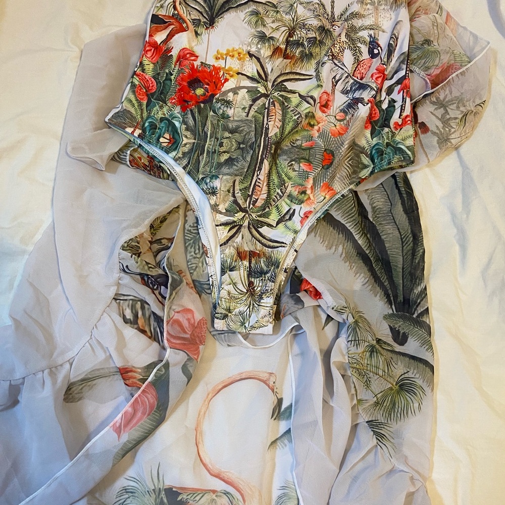 Tropical Print Swimsuit and Cover-Up